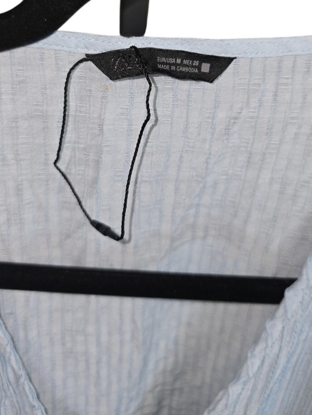 Zara Women's Oversized Light Blue Embroidered Lace Boho Blouse Size M NWOT - Picture 7 of 7